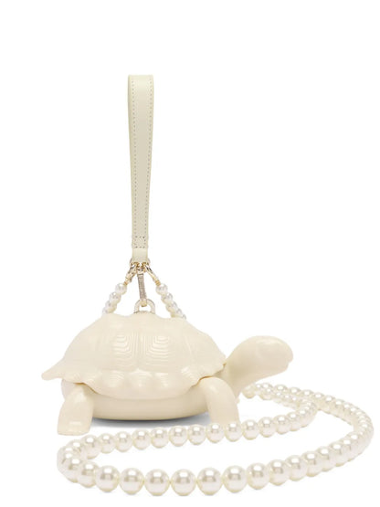 Simone Rochaturtle faux-pearl strap clutch bag