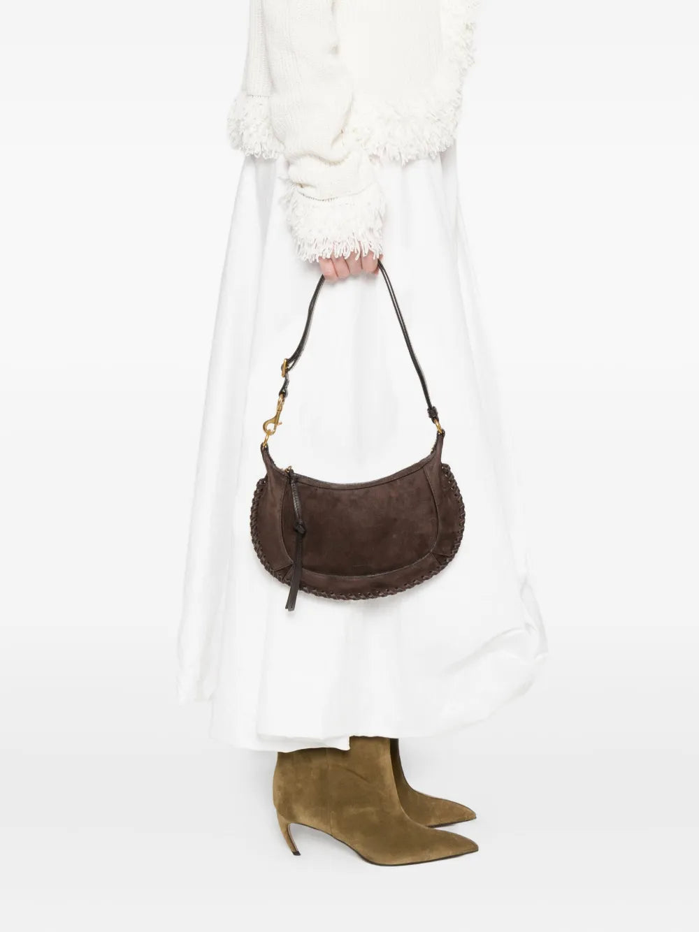 ISABEL MARANTOskan topstitch suede shoulder bag