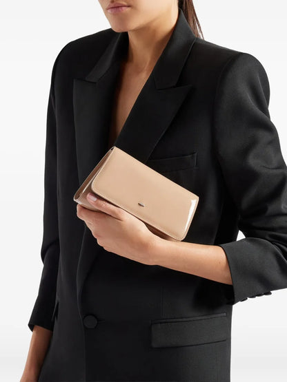 Giuseppe Zanottimini Cleopatra patent leather flap clutch
