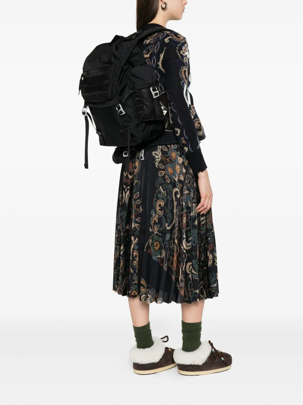 sacaidrawstring flap backpack