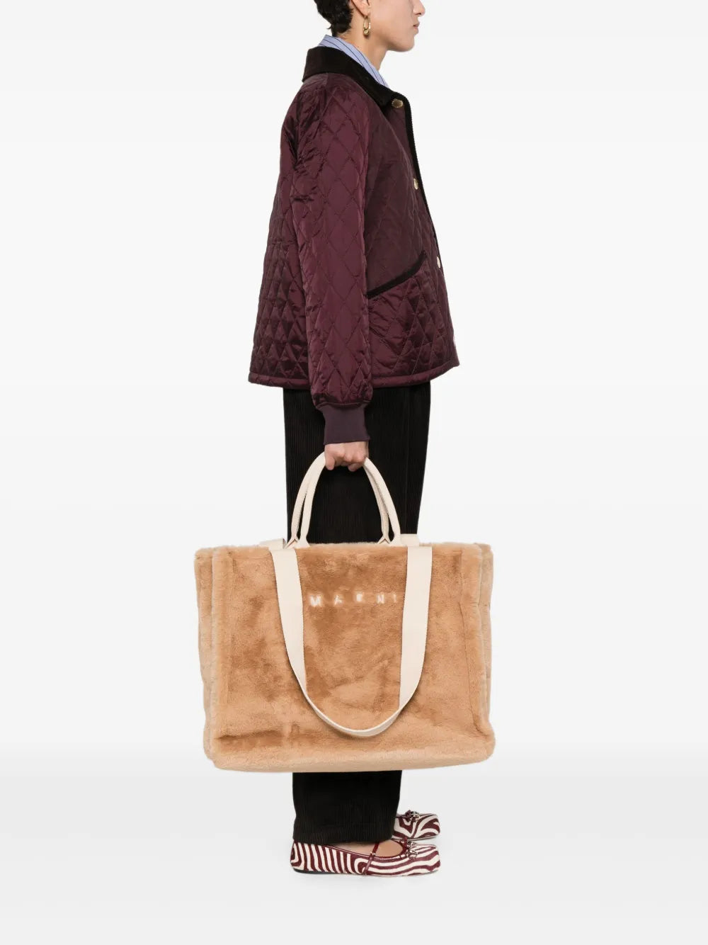 Marnilogo-embroidered tote bag