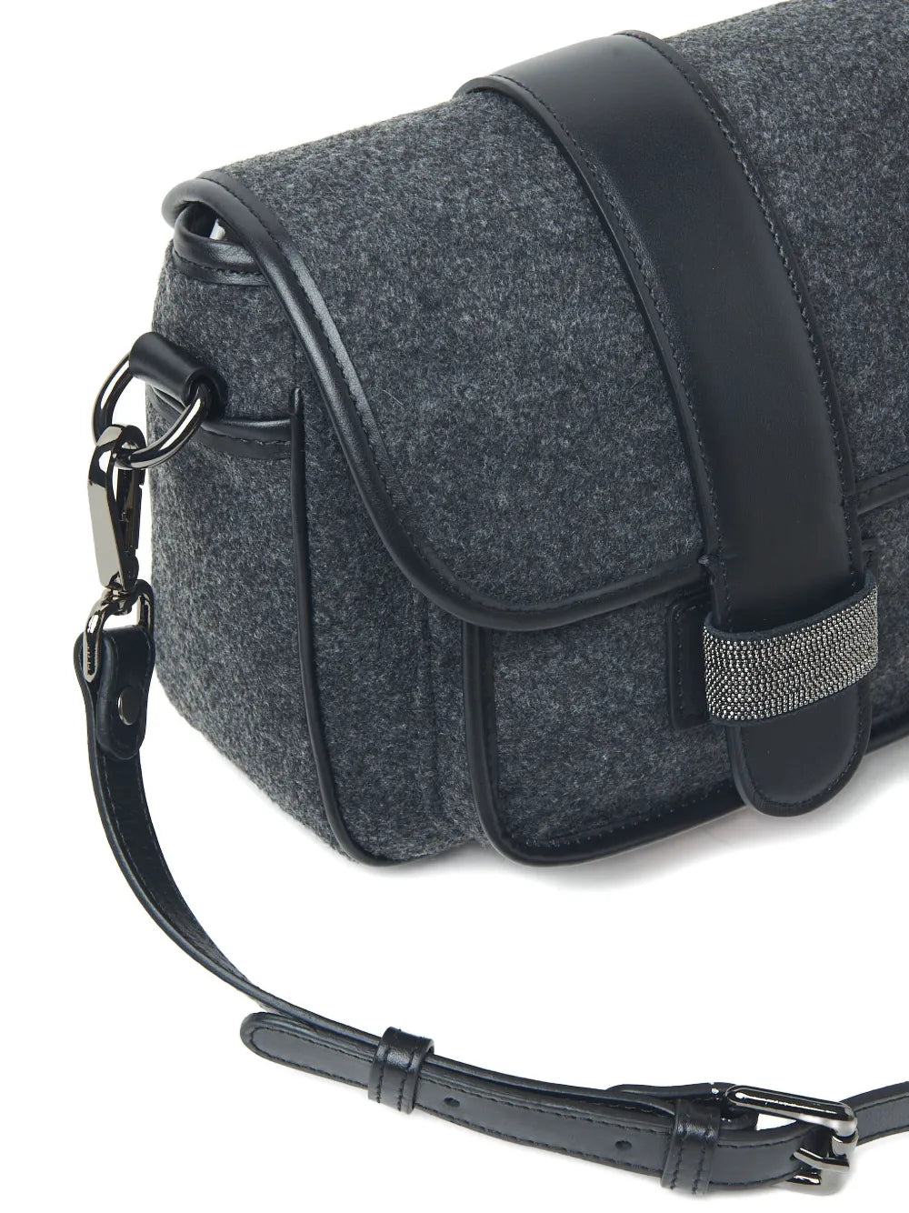 Pesericoleather-trimmed shoulder bag