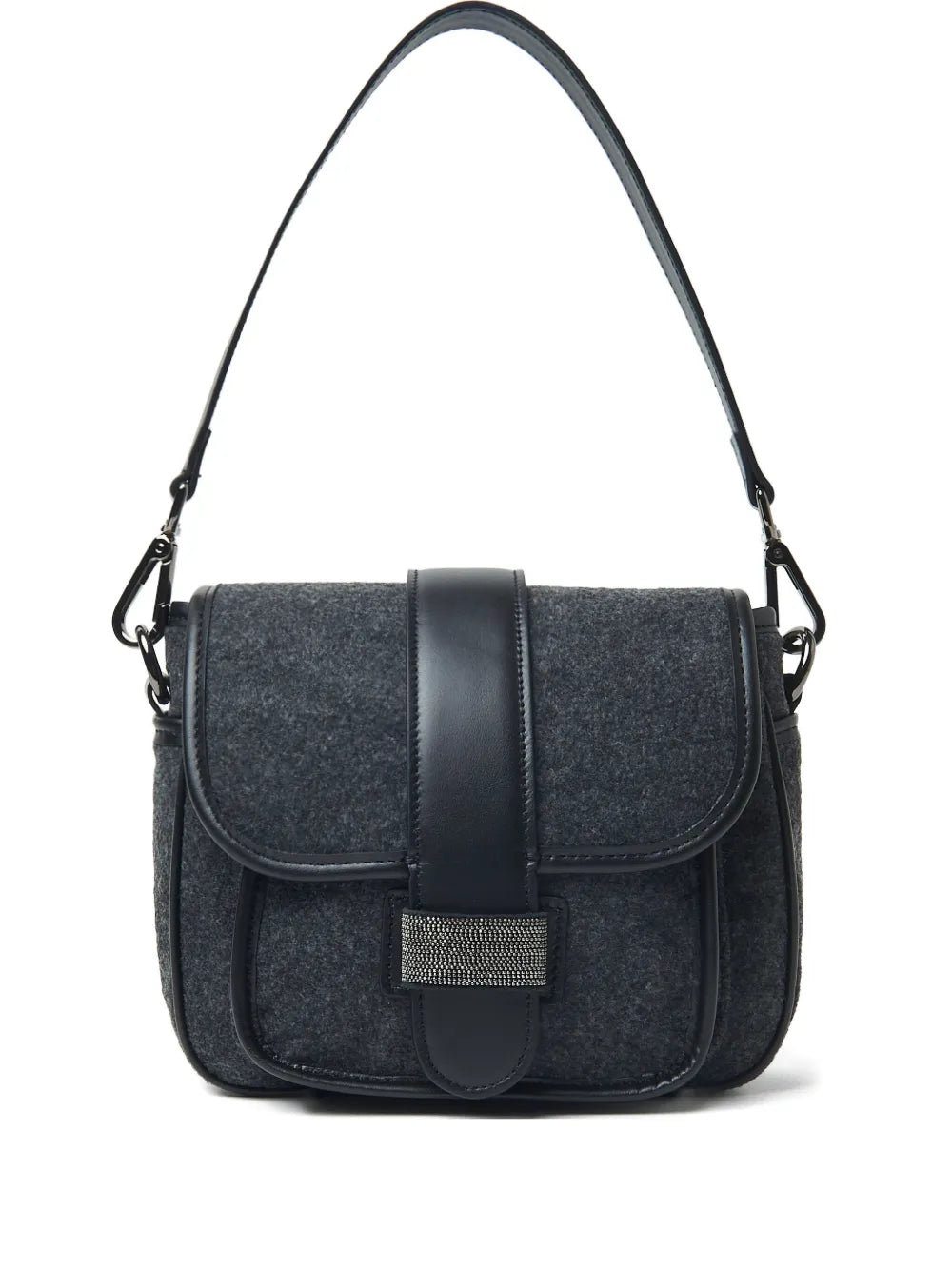 Pesericoleather-trimmed shoulder bag