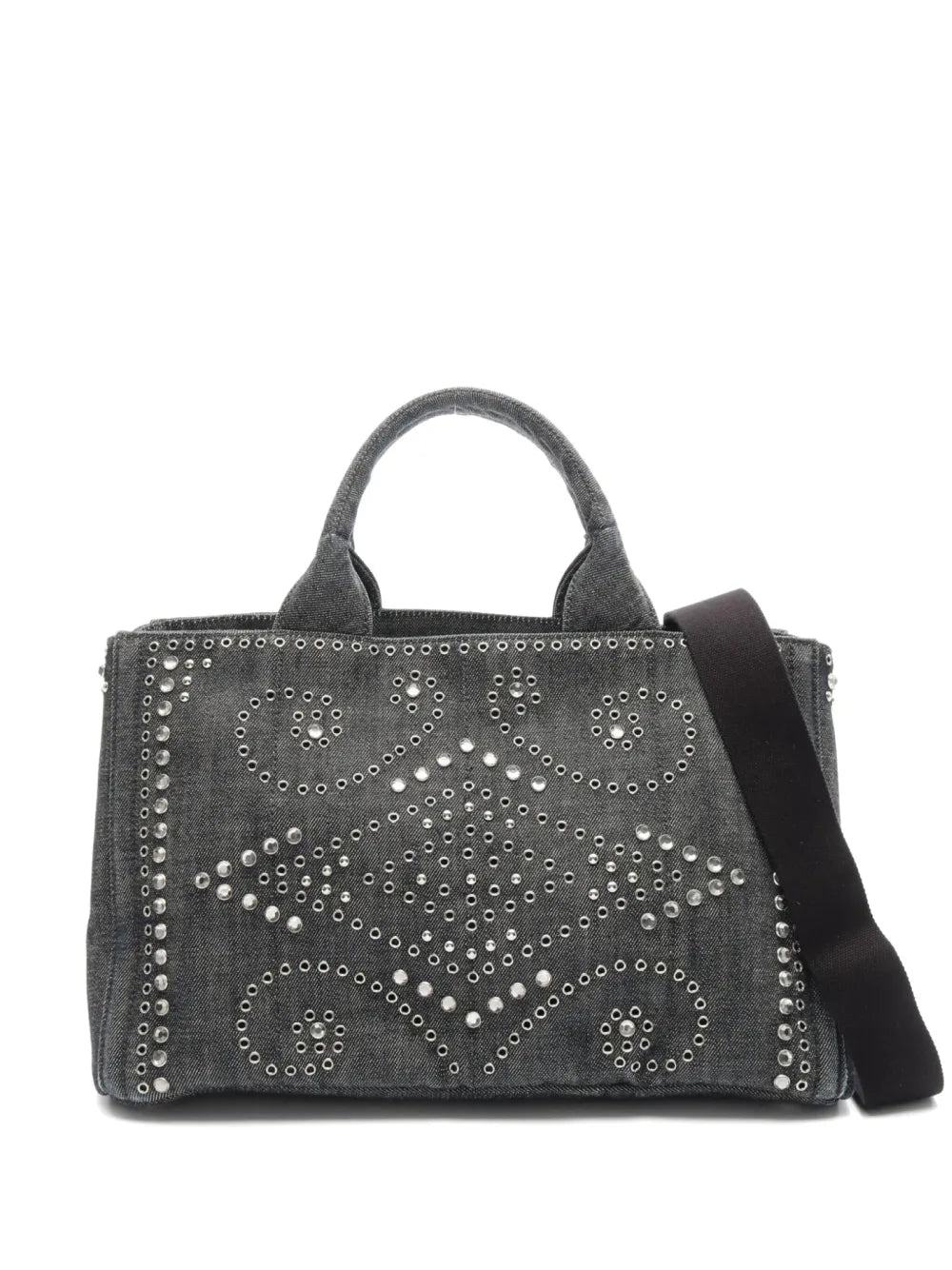 Pre-OwnedPrada Pre-Owned2010s Canapa Bijoux rhinestone eyelet handbag