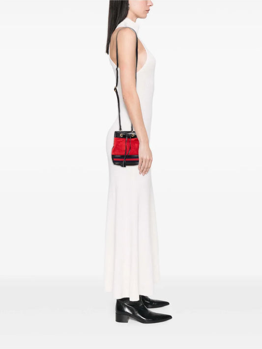 Pre-OwnedGucci Pre-Owned2016-2025 Mini Suede and Patent Web Ophidia bucket bag