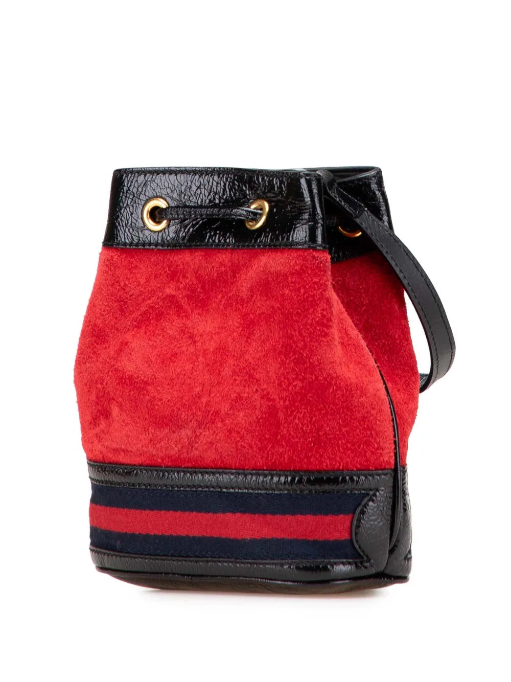 Pre-OwnedGucci Pre-Owned2016-2025 Mini Suede and Patent Web Ophidia bucket bag