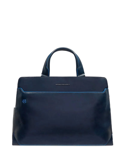 PIQUADROleather top-handle laptop bag