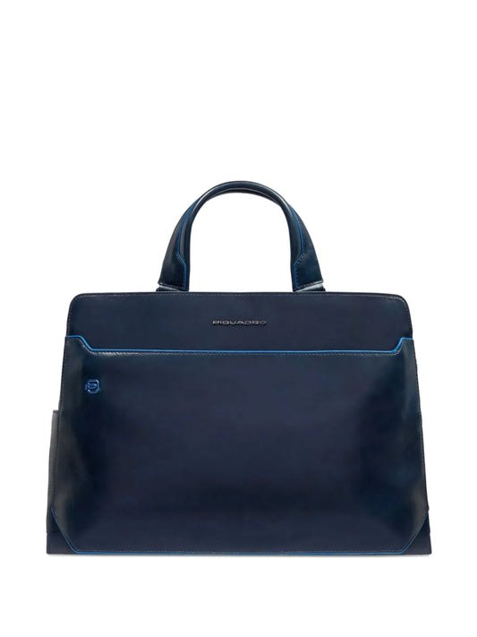 PIQUADROleather top-handle laptop bag
