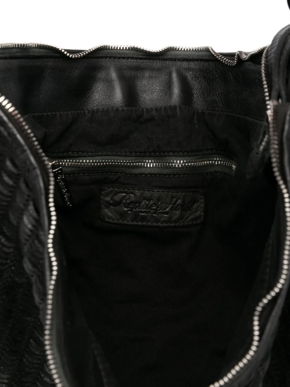 Reptile's Housepleated leather tote bag