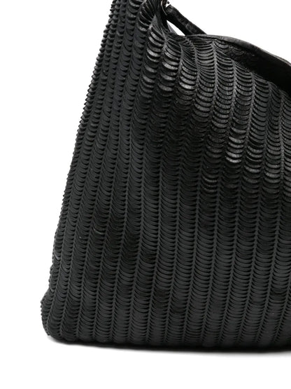 Reptile's Housepleated leather tote bag