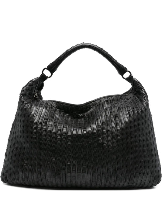Reptile's Housepleated leather tote bag