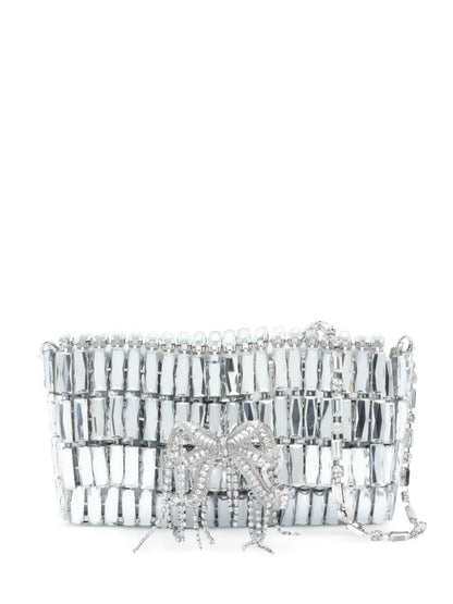 Self-Portraitcrystal-embellished bow shoulder bag