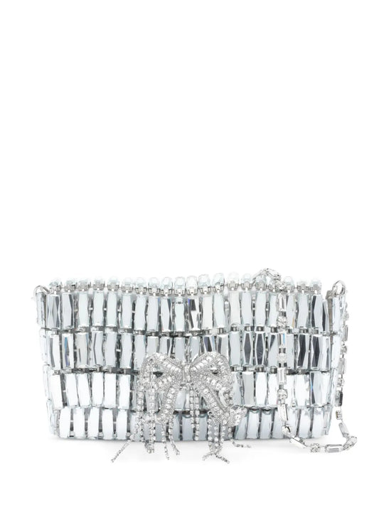 Self-Portraitcrystal-embellished bow shoulder bag