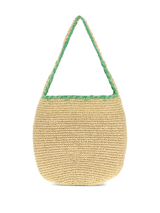 Marnilarge logo-embroidered raffia tote bag