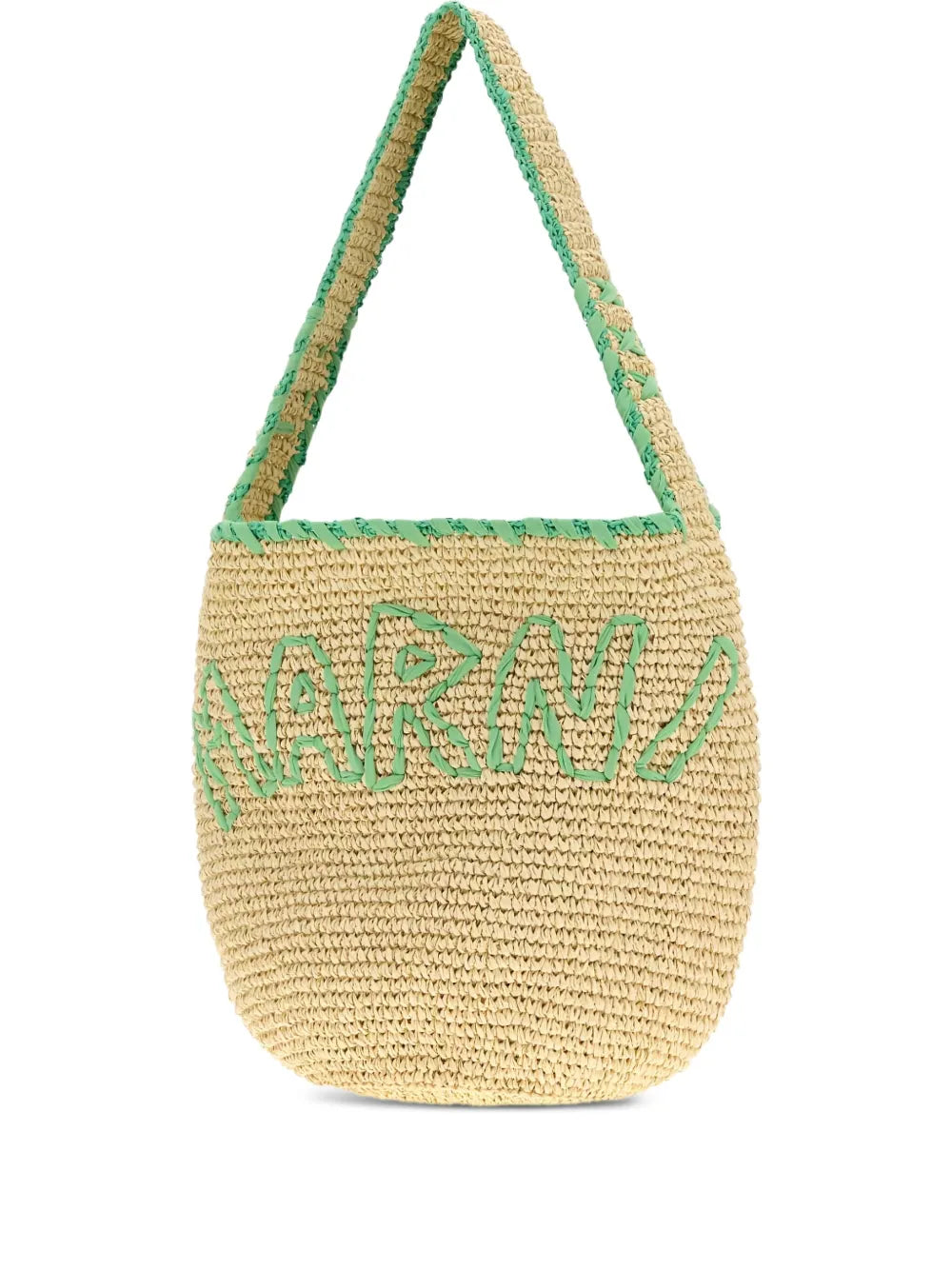 Marnilarge logo-embroidered raffia tote bag