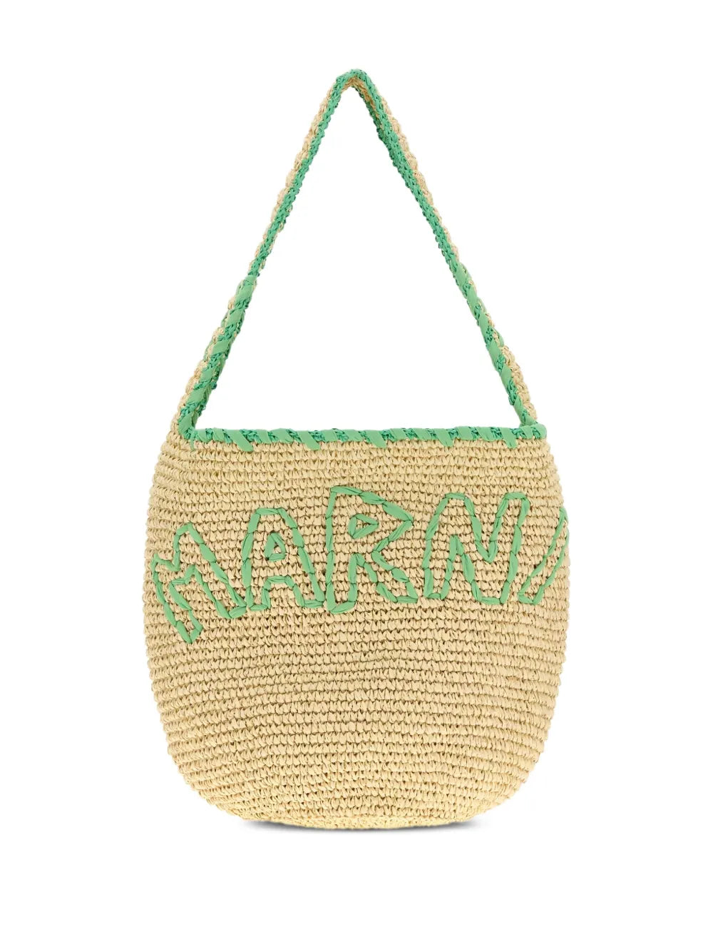 Marnilarge logo-embroidered raffia tote bag