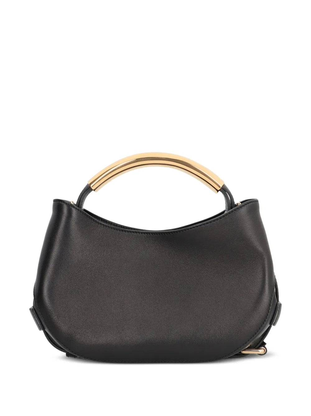 Moschinocurved-handle leather tote bag