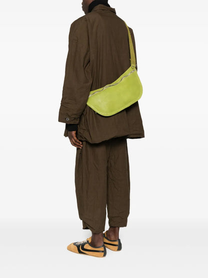 Guidizip-fastening leather shoulder bag