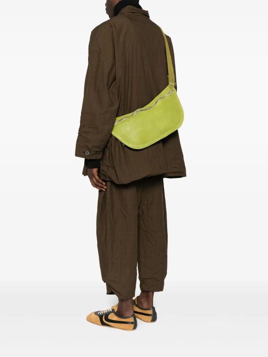 Guidizip-fastening leather shoulder bag