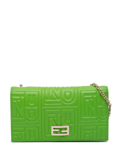 Pre-OwnedFendi Pre-Owned2000-2010 Nappa Logo Embossed Long Wallet On Chain crossbody bag