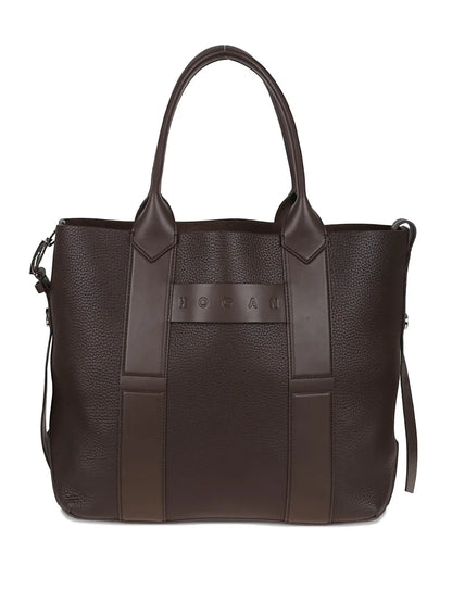Hoganleather panelled shoulder bag