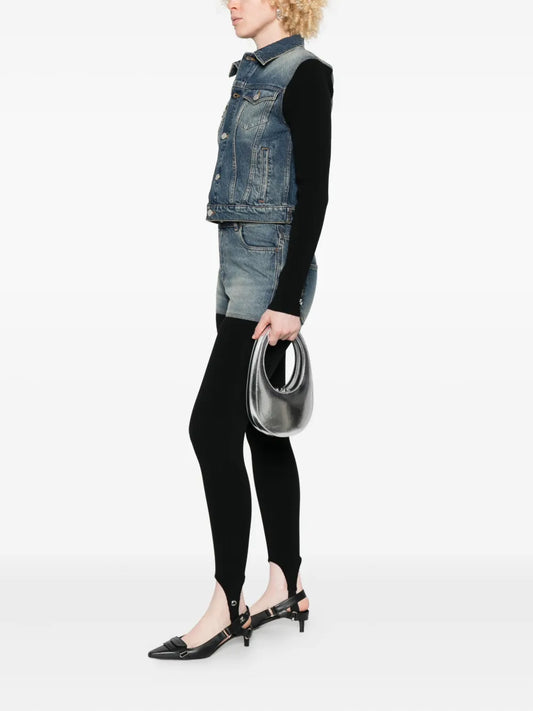 Copernioval-frame leather shoulder bag
