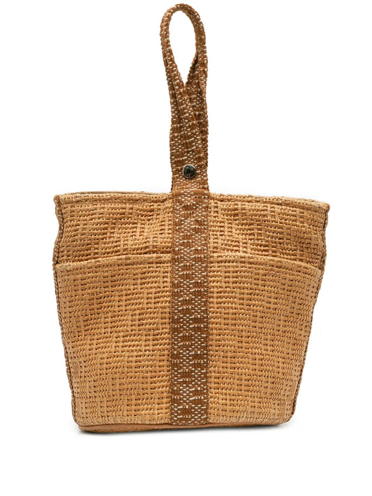 Pre-OwnedHermre-Owned1990-2010 Woven Straw Saxo MM bucket bag