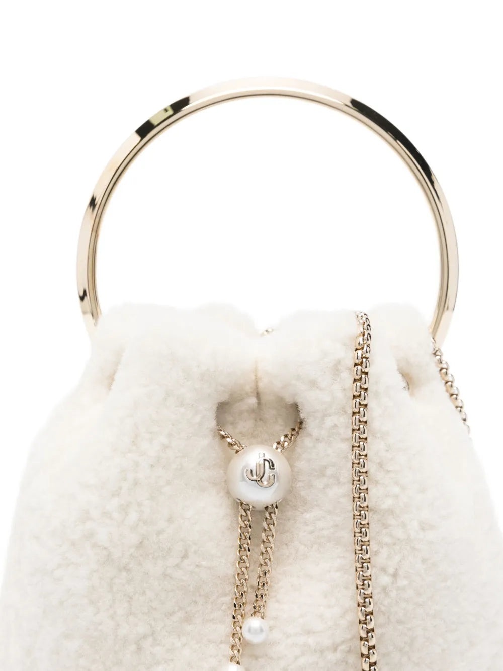 Jimmy ChooBon Bon pearl-embellished ring-handle mini bag