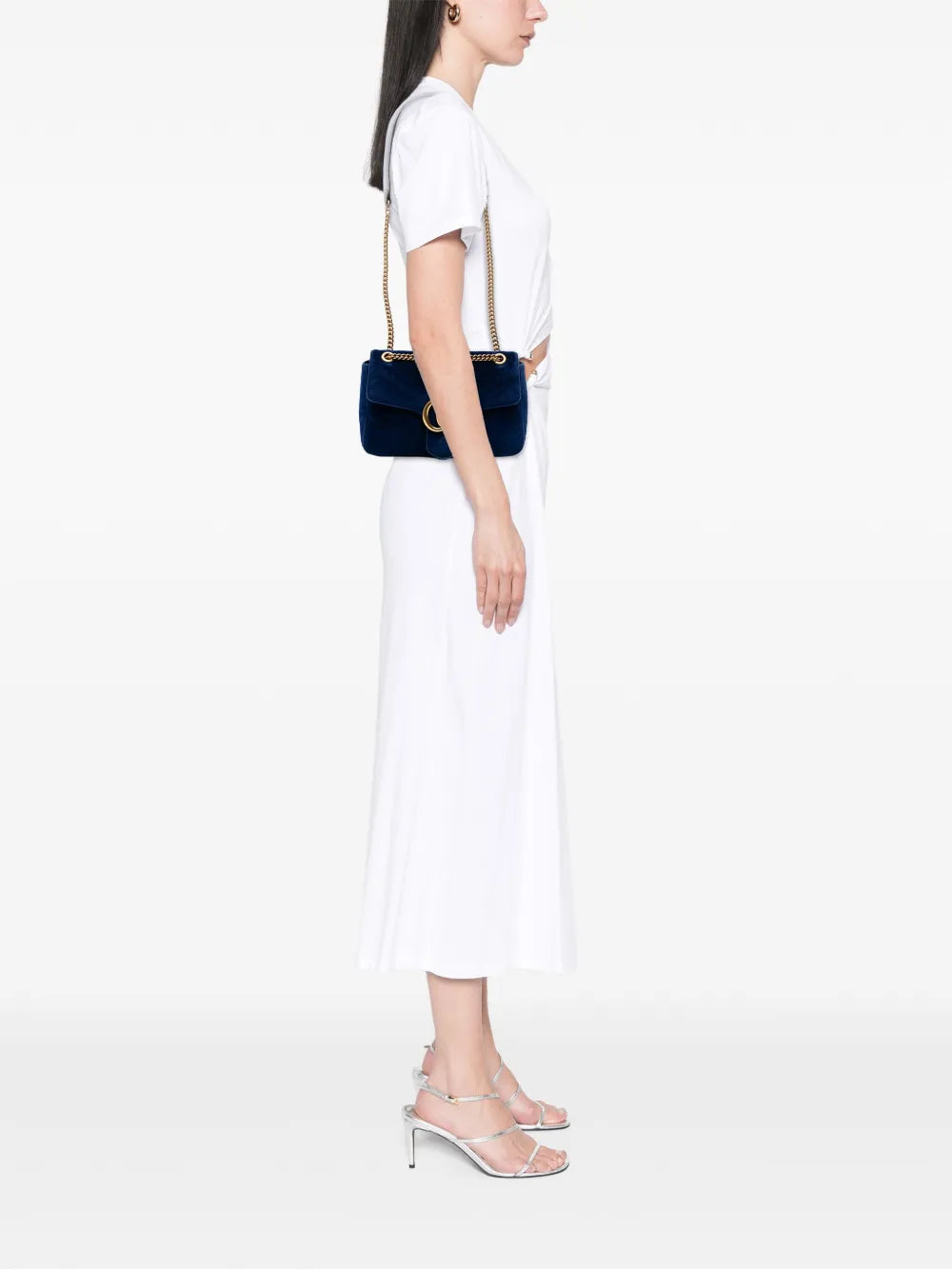 Pre-OwnedGucci Pre-Owned2016-2025 Medium GG Marmont Matelasse Velvet Flap crossbody bag