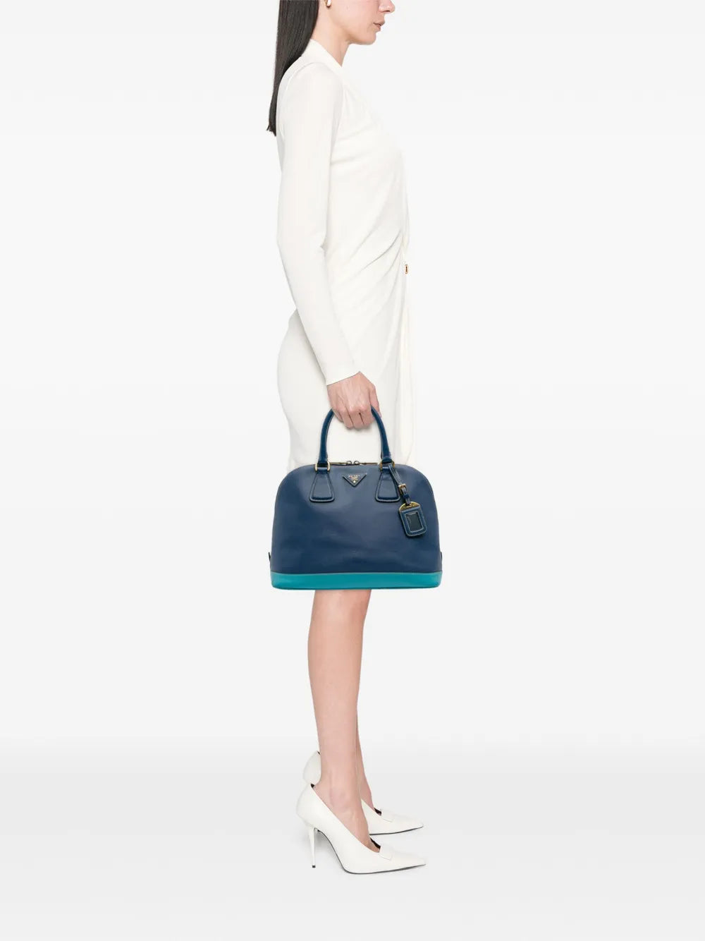 Pre-OwnedPrada Pre-Owned2000-2025 Bicolor Saffiano Lux Promenade Dome handbag