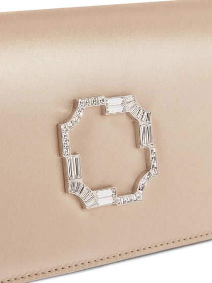 Malone SouliersViven crystal-embellished satin clutch