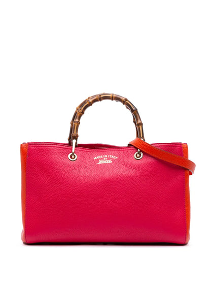 Pre-OwnedGucci Pre-Owned2016-2025 Medium Bicolor Calfskin Bamboo Shopper satchel