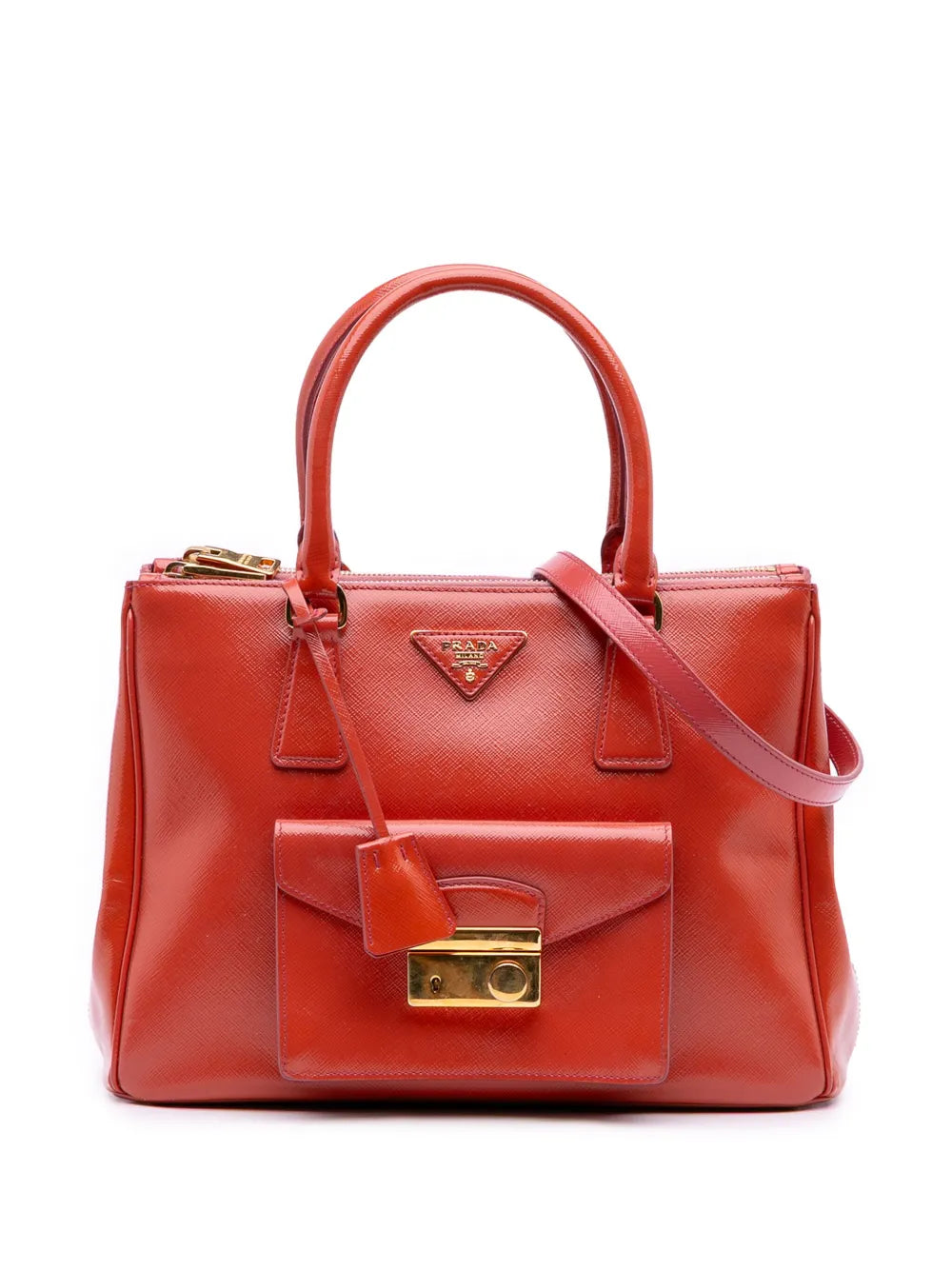 Pre-OwnedPrada Pre-Owned2010-2025 Saffiano Vernice Front Pocket Galleria Double Zip satchel