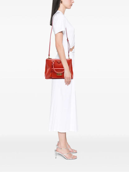 Pre-OwnedPrada Pre-Owned2010-2025 Saffiano Vernice Front Pocket Galleria Double Zip satchel