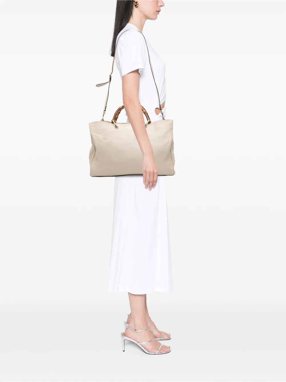 Pre-OwnedGucci Pre-Owned2016-2025 Large Calfskin Bamboo Shopper satchel
