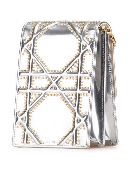 Pre-OwnedChristian Dior Pre-Owned2018 Metallic Studded Calfskin Vertical Diorama crossbody bag