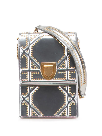 Pre-OwnedChristian Dior Pre-Owned2018 Metallic Studded Calfskin Vertical Diorama crossbody bag