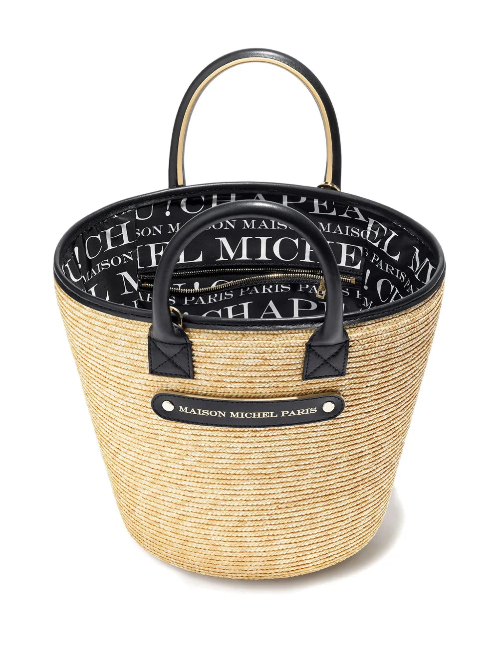 New SeasonMaison MichelBrittany straw leather-trimmed tote bag