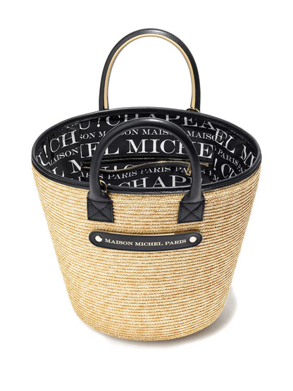 New SeasonMaison MichelBrittany straw leather-trimmed tote bag