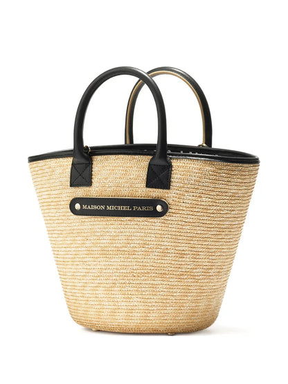 New SeasonMaison MichelBrittany straw leather-trimmed tote bag
