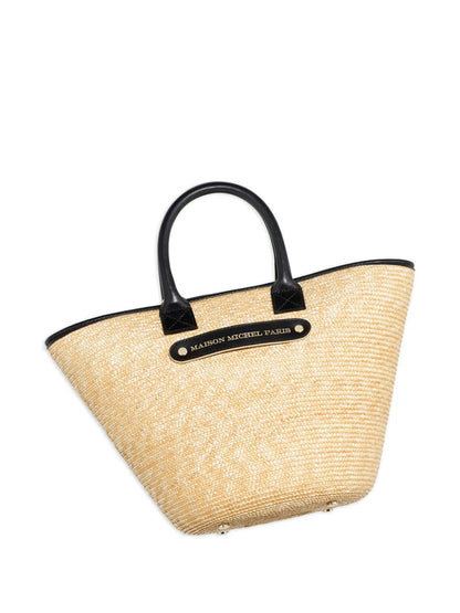 New SeasonMaison MichelBrittany straw leather-trimmed tote bag