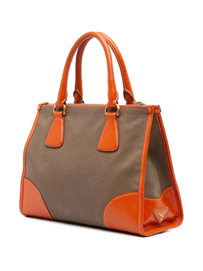 Pre-OwnedPrada Pre-Owned2010-2025 Saffiano Trimmed Canvas Canapa Logo Double Zip satchel