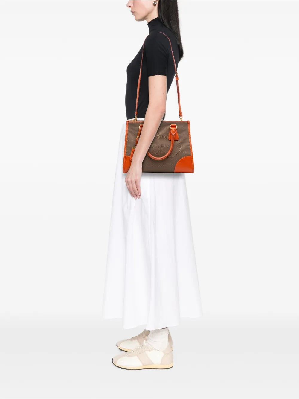 Pre-OwnedPrada Pre-Owned2010-2025 Saffiano Trimmed Canvas Canapa Logo Double Zip satchel