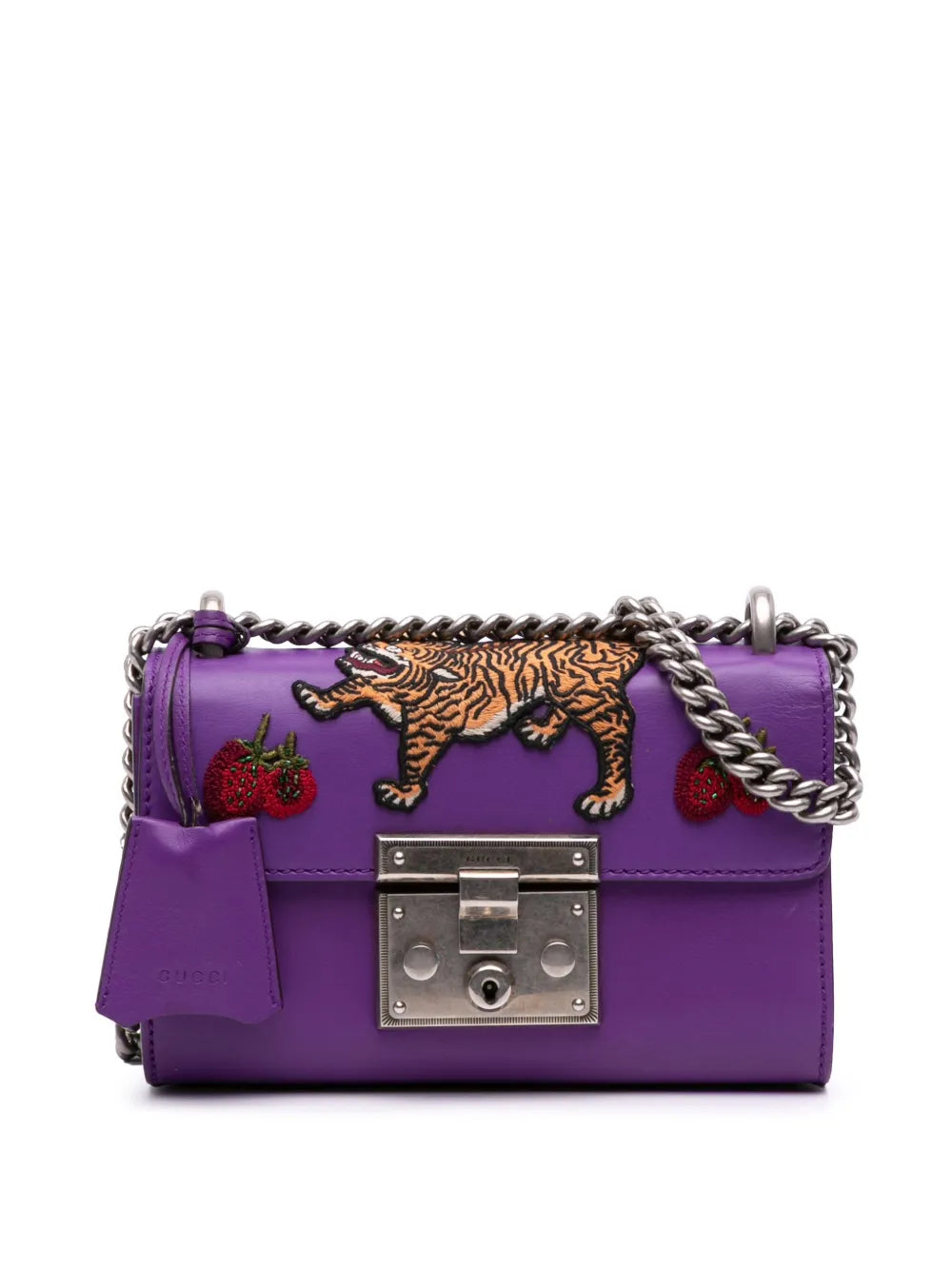 Pre-OwnedGucci Pre-Owned2016-2025 Small Embroidered Calfskin Tiger Strawberry Padlock crossbody bag