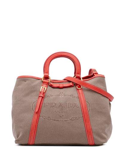 Pre-OwnedPrada Pre-Owned2013-2025 Canvas Canapa Logo Bow satchel floriamart.shop