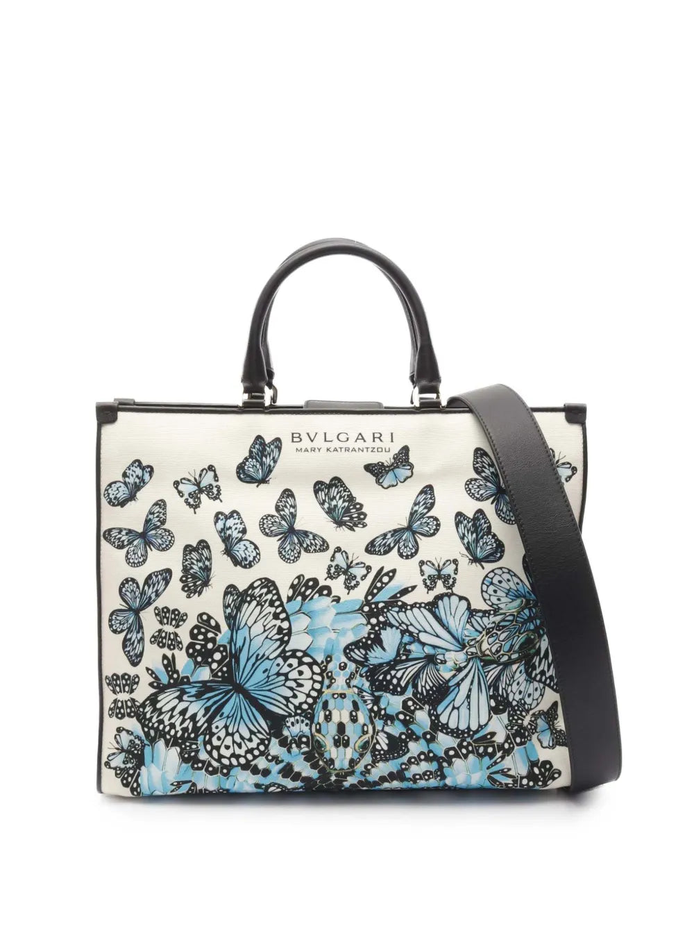 Pre-OwnedBvlgari Pre-Owned2010-2025 Mary Katrantzou Canvas Butterfly and Snake Print Tote satchel