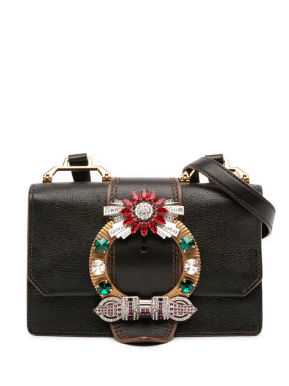 Pre-OwnedMiu Miu Pre-Owned2010-2025 Goatskin Madras Soft Calf Crystal Embellished crossbody bag