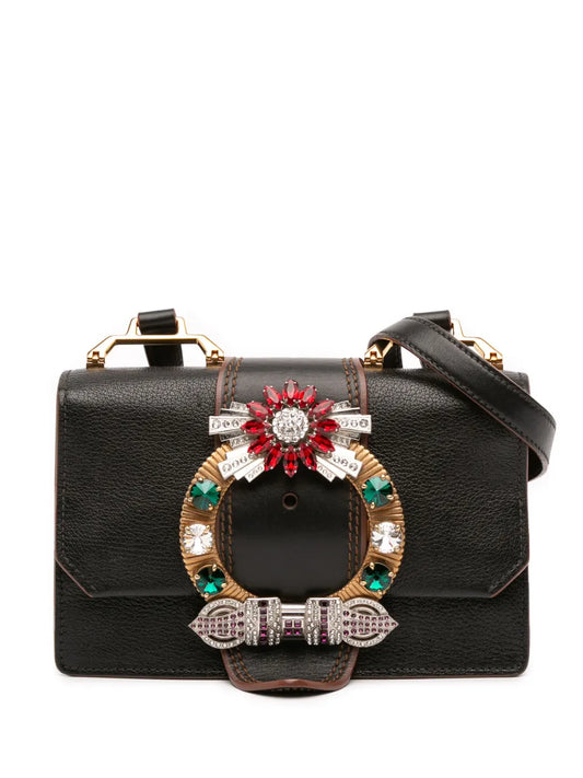Pre-OwnedMiu Miu Pre-Owned2010-2025 Goatskin Madras Soft Calf Crystal Embellished crossbody bag