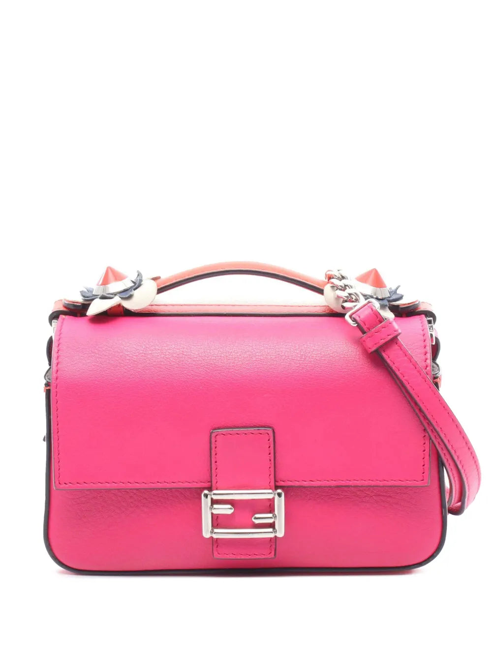Pre-OwnedFendi Pre-Owned2010-2025 Micro Bicolor Leather Flowerland Double Baguette satchel