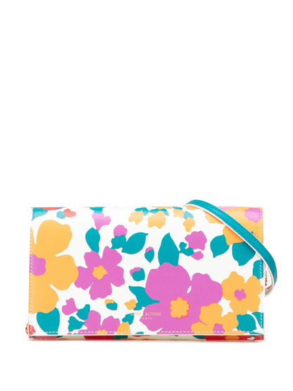 Pre-OwnedSaint Laurent Pre-Owned2021 Floral Printed Leather Wallet On Chain crossbody bag